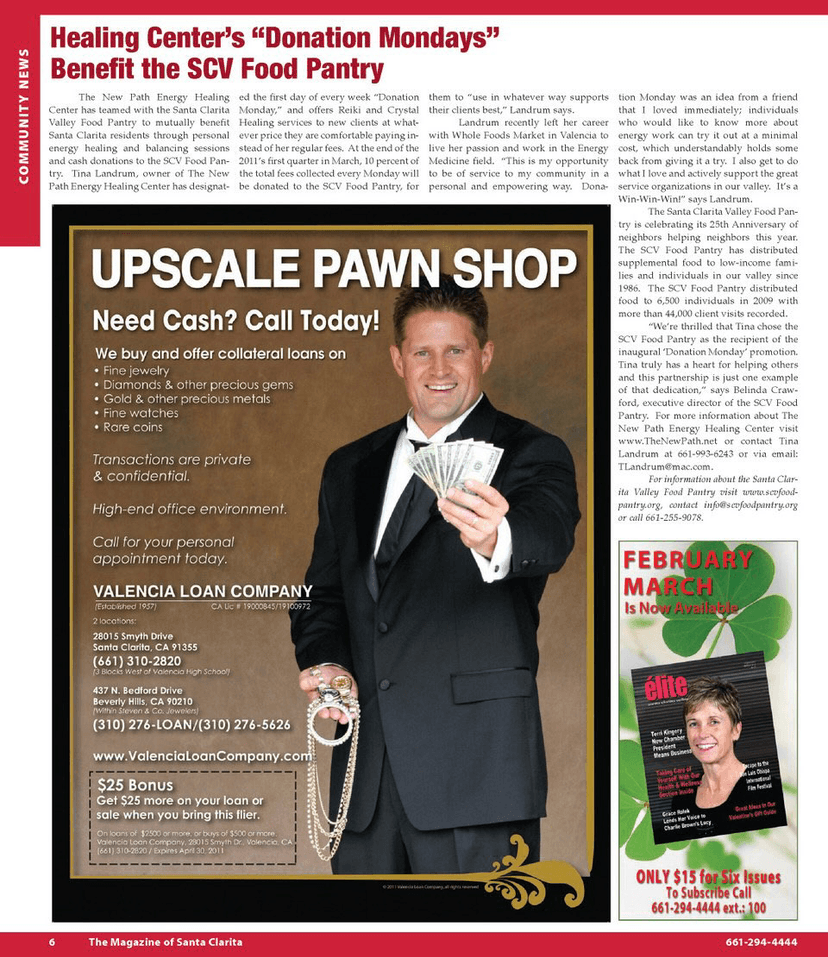 Valencia Loan Company 'The Classy Pawn Shop' advertisement identifying Kevin Wessell as CEO